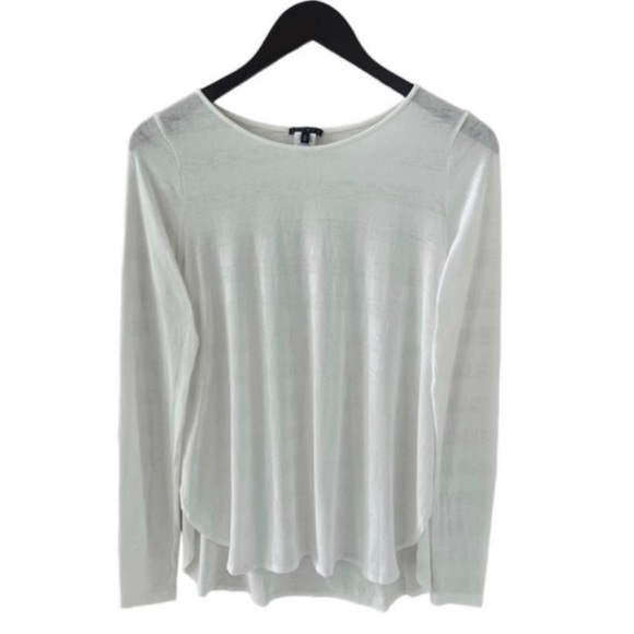 Theory White Side Snap Long Sleeve Tee Size Small - Picture 3 of 9